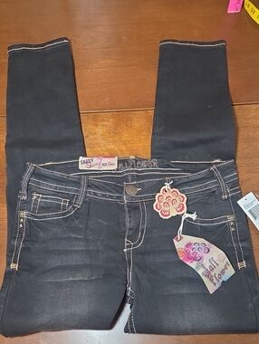 Wallflower Dark Wash Skinmy Jeans Contrast Stitching Vintage NWT Size 13